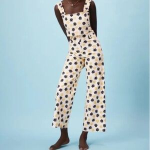 Zara Two Piece Yellow Daisy Marine Jean & Matching Crop Top
